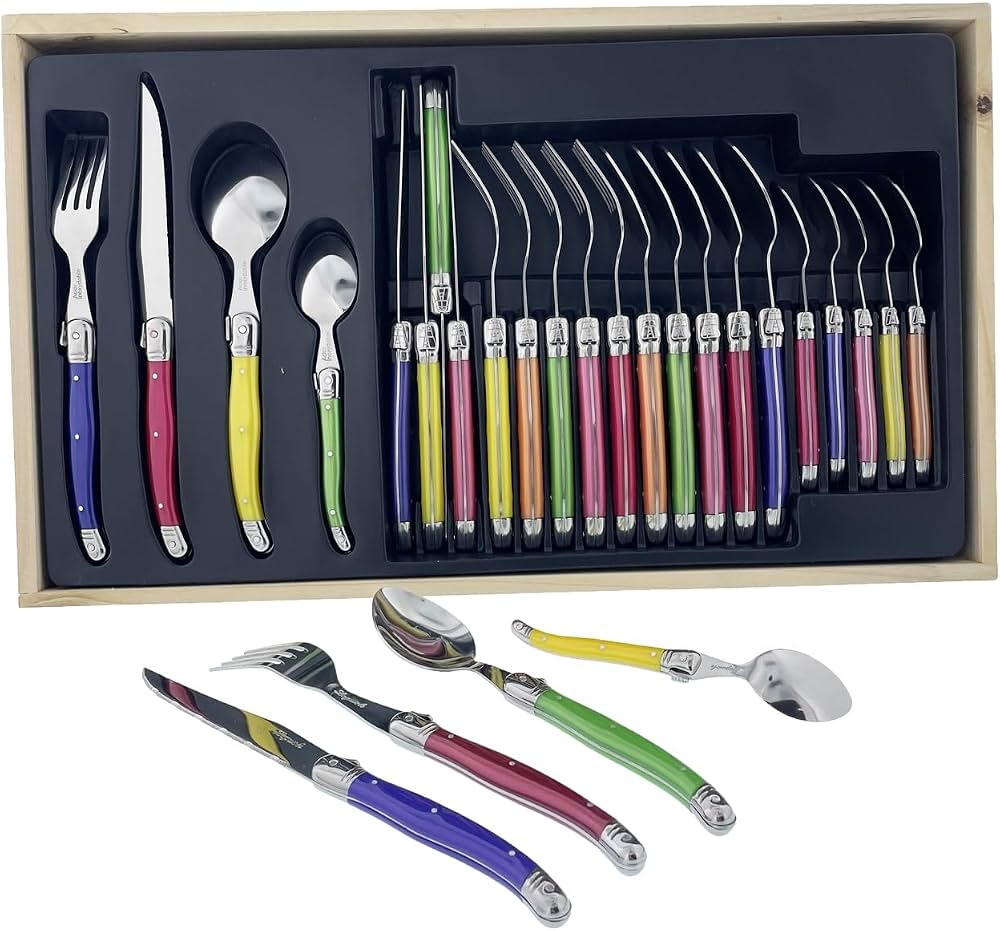 Coffret de couverts style Laguiole multicolore