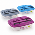 Lunch box repas à emporter gris bleu violet