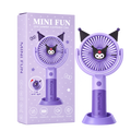 Mini ventilateur Kuromi violet avec support