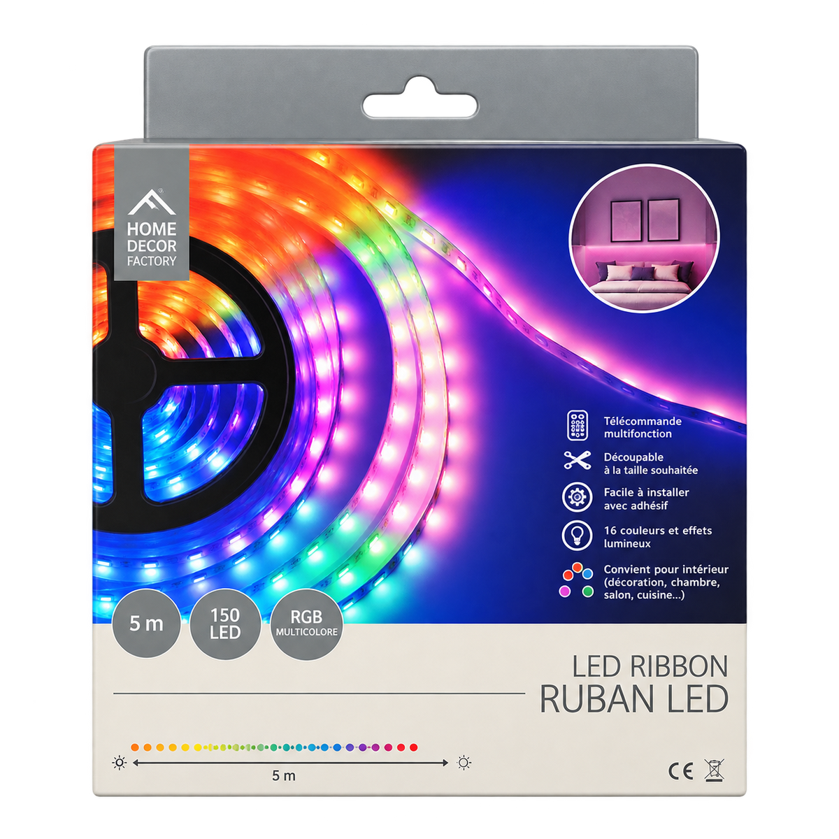 Ruban LED RGB multicolore 5 m